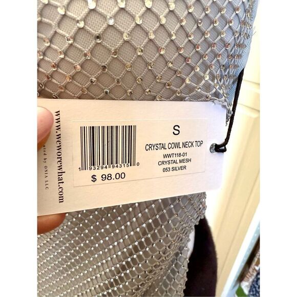 NWT WeWoreWhat Crystal Cowl Neck Top. Size Small - Picture 5 of 7